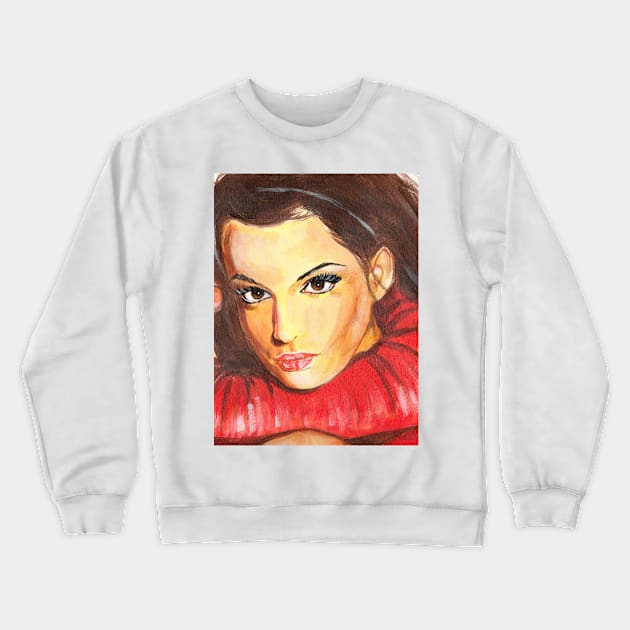 Anne Hathaway Crewneck Sweatshirt by Svetlana Pelin